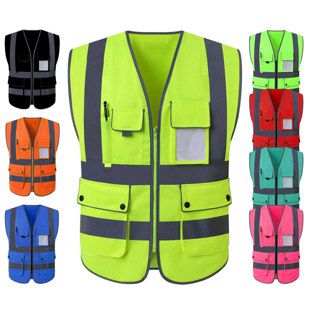 Reflective Safety Vest for Women Men High Visibility Security with Pockets Zipper Front Meets ANSI Standards