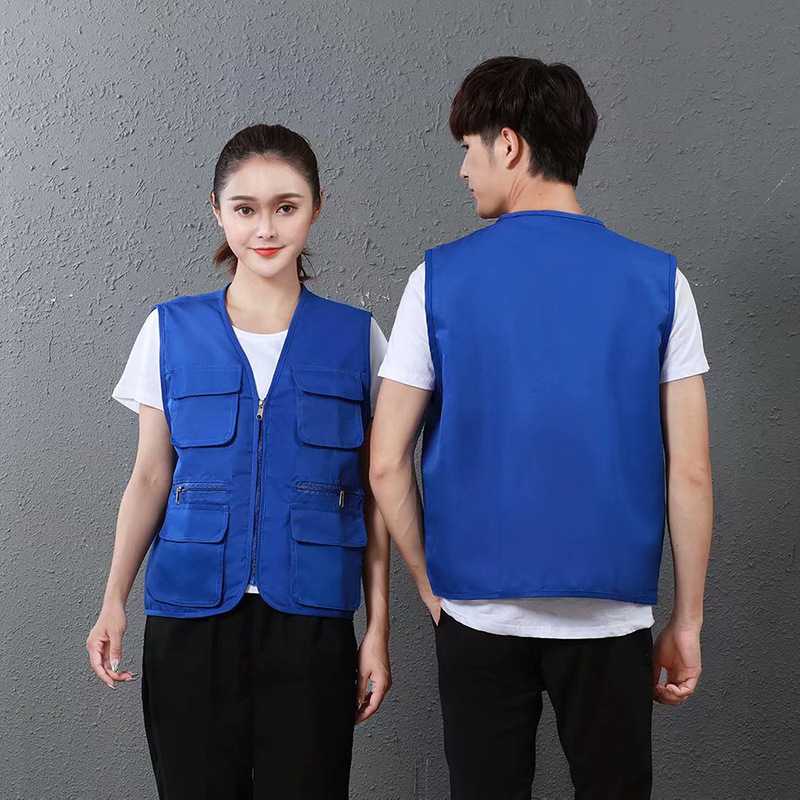 Wholesale Custom Outdoor Casual Utility Fishing Multi Pockets V Neck Mens Work Volunteer Vest