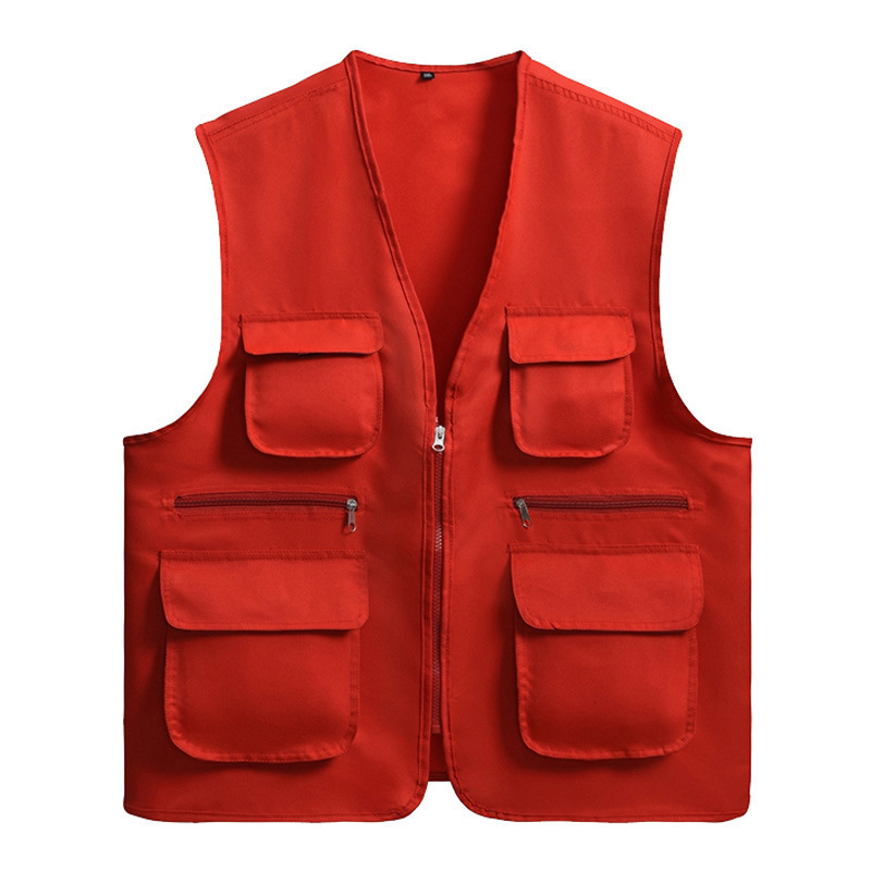 Wholesale Custom Outdoor Casual Utility Fishing Multi Pockets V Neck Mens Work Volunteer Vest