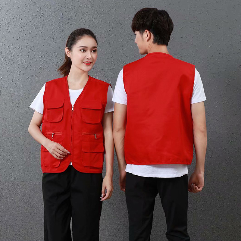 Wholesale Custom Outdoor Casual Utility Fishing Multi Pockets V Neck Mens Work Volunteer Vest