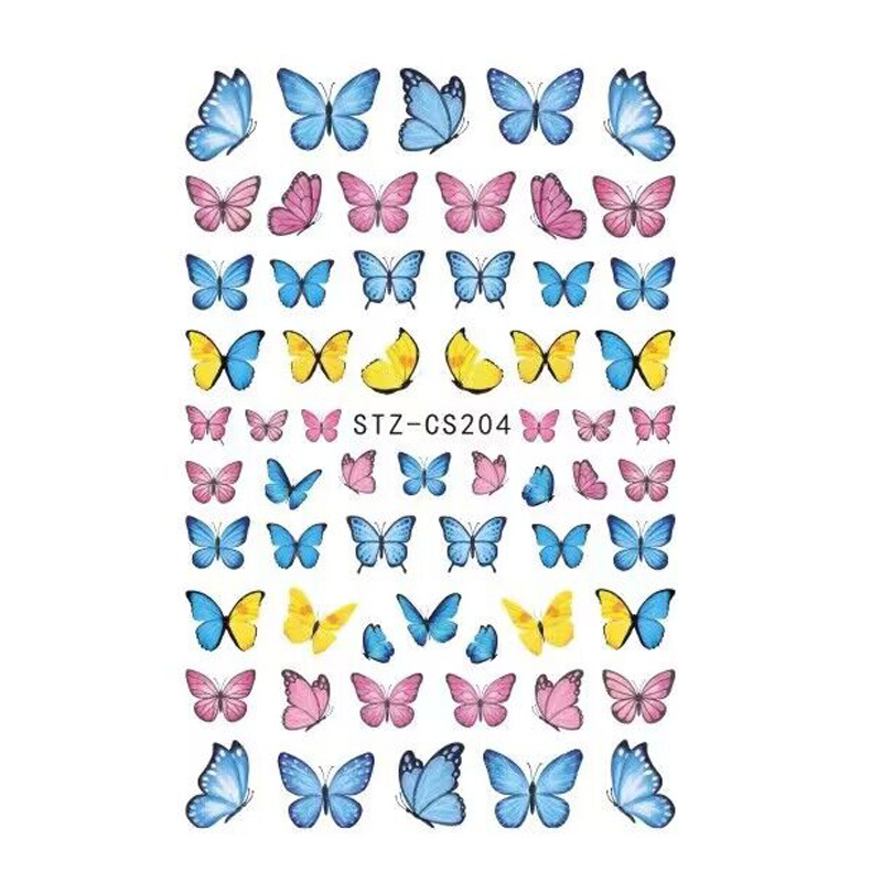 3D Self-Adhesive Colorful Butterfly Nail Art Stickers Blue Purple Color Flower Leaves Decals for Women Decorations