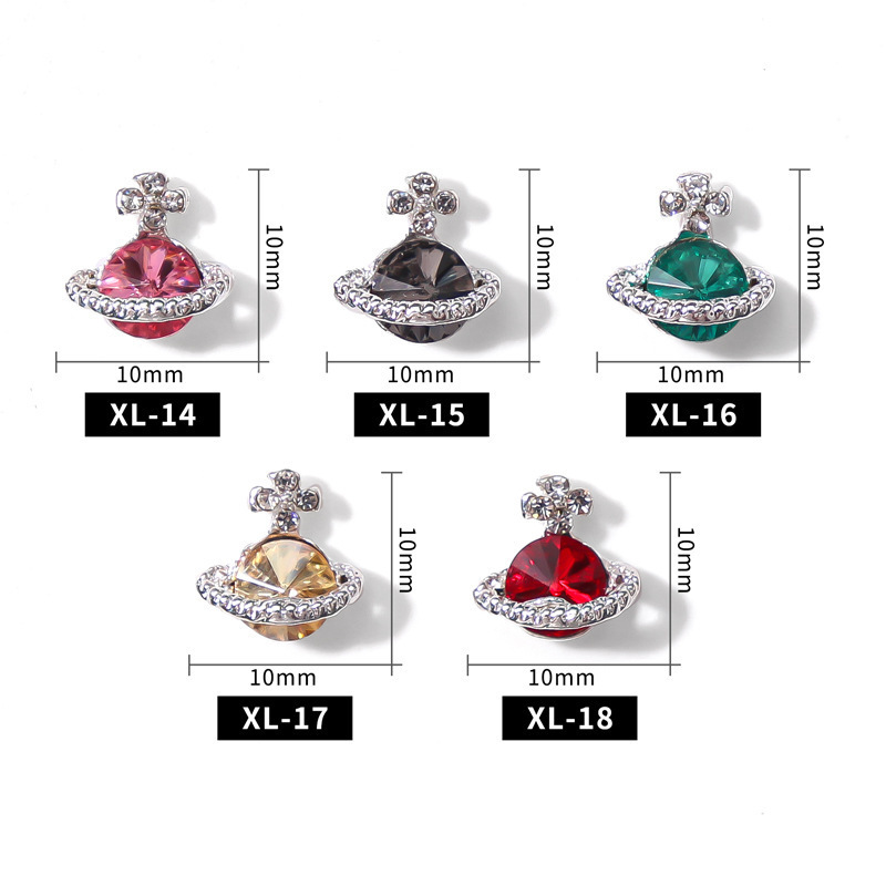 NEW 3D Planet Nail Charms Shiny Saturn Shape Alloy Diamond Crystal Luxury Nail Ornament stones for women nail decoration