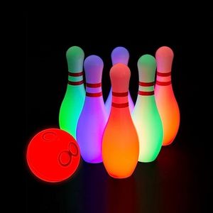 Light Up Kids Bowling Set Includes 6 Pins and 1 Ball Bowling Pins Toy Set for Kids Toddler Indoor & Outdoor Games