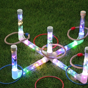 LED Ring Toss Game with 10 Rings Yard Games for Adults Kids Outdoors Toys for Beach Lawn Games for Party Ideal