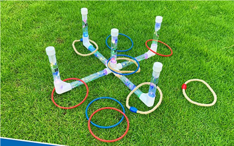 LED Ring Toss Game with 10 Rings Yard Games for Adults Kids Outdoors Toys for Beach Lawn Games for Party Ideal