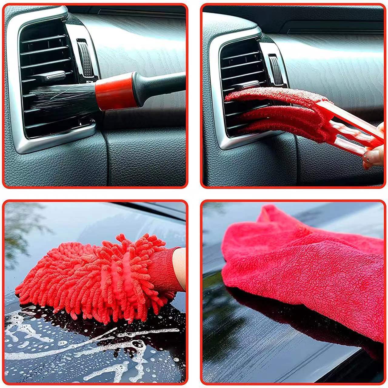 Amazon HOT sale 14pcs Interior Car Care Kit Car Wash Kit Car Detailing Cleaning Set Alloy Wheel Brush Cleaning Kit