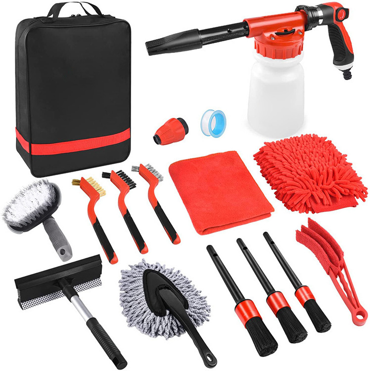 Amazon HOT sale 14pcs Interior Car Care Kit Car Wash Kit Car Detailing Cleaning Set Alloy Wheel Brush Cleaning Kit