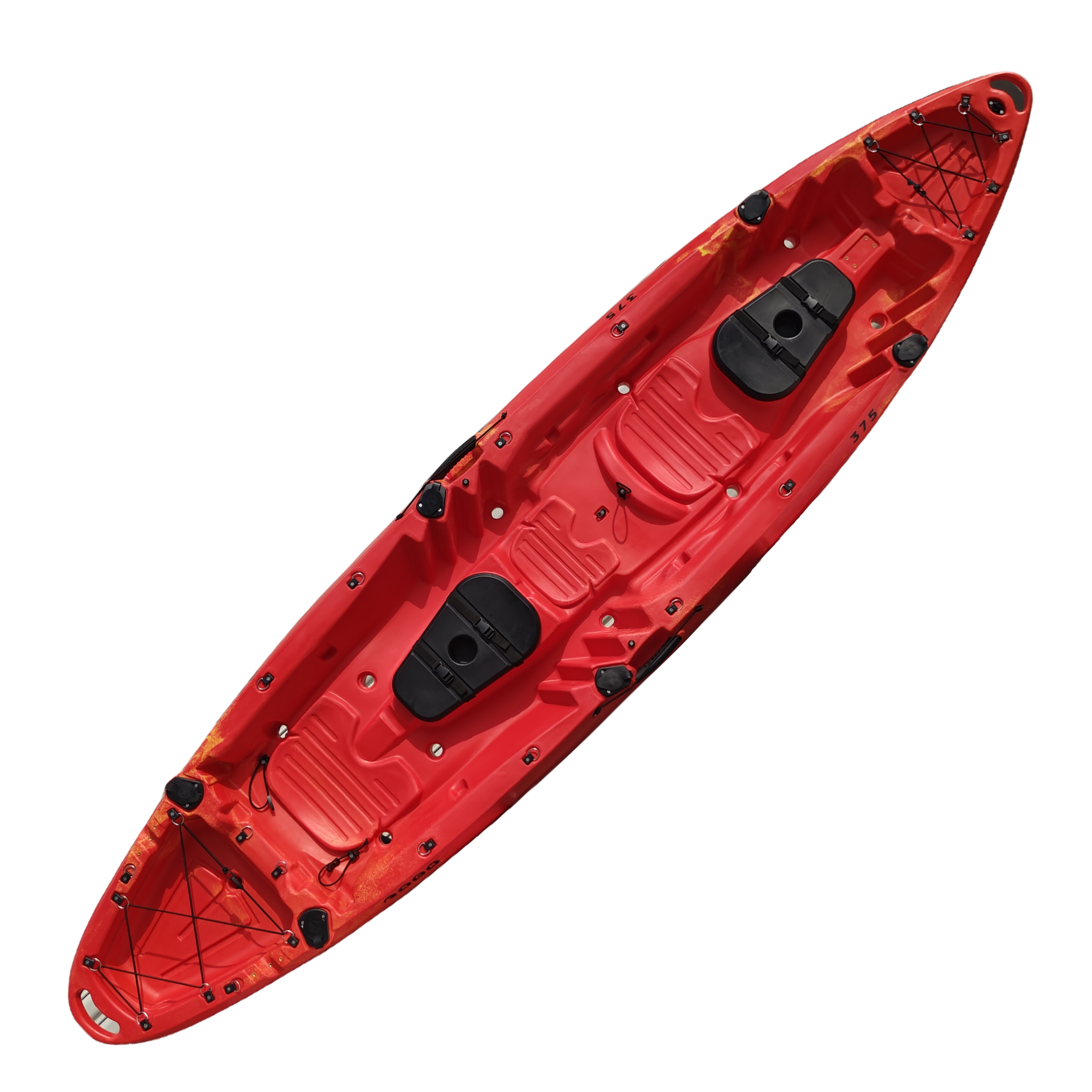 Professional 3.7M HDPE plastic family(2+1) kayak double sit on top kayak three person kayak with two big hatches