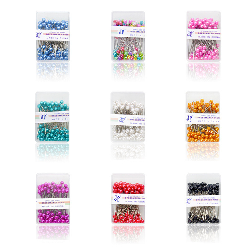 Weddings Florists Accessories 100pcs/Box 36mm round Pearl Head Sewing Pins Straight Push Stitch Needles for Dressmaking Knitting