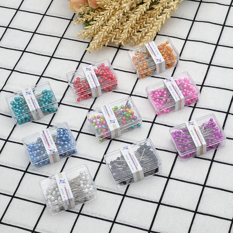 Weddings Florists Accessories 100pcs/Box 36mm round Pearl Head Sewing Pins Straight Push Stitch Needles for Dressmaking Knitting