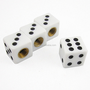 Universal White Dice Black Dice Tire Valve Stem Caps