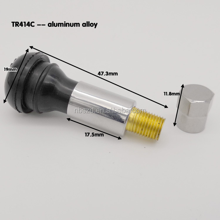 Ningbo Sanzhaoda Factory , tubeless chrome sleeve snap in TR414C wheel air tyre valve stem