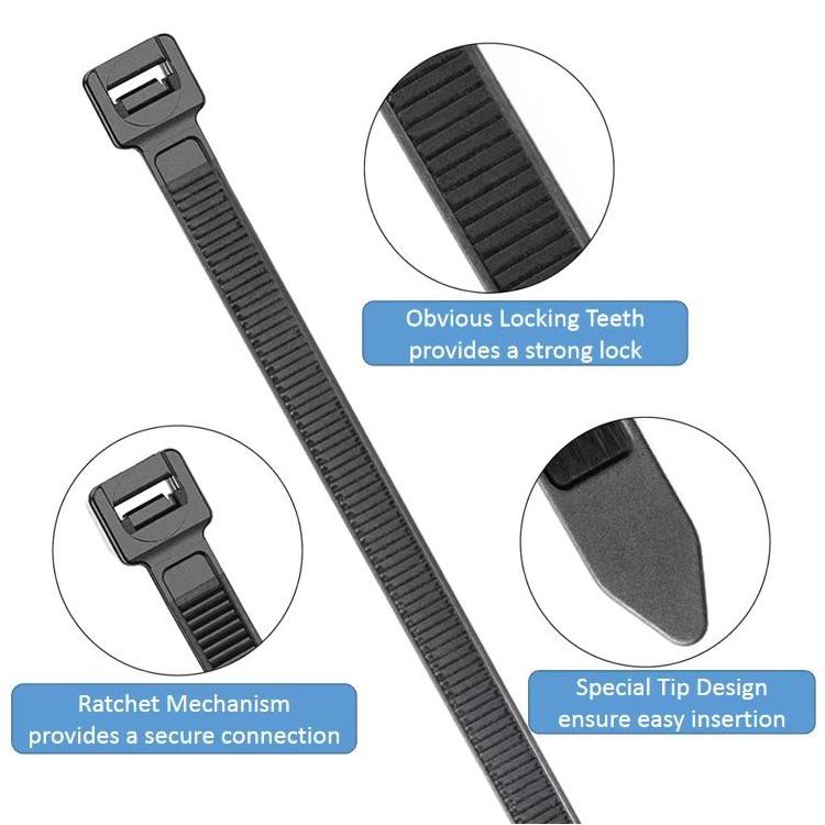 4.8x190mm Wholesaler Push Mount 190PT Cable Tie Zip Tie For Black and white CE