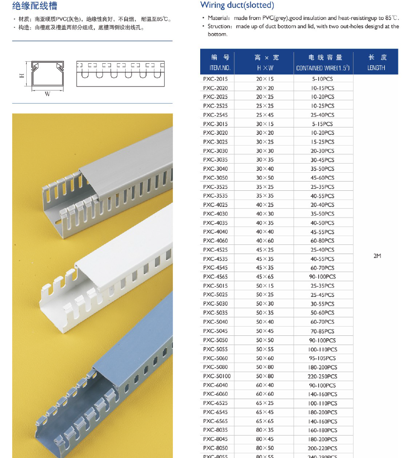 CE ROHS High quality Factory supply PXC Cable/Wiring Duct 10x20mm Electrical Wiring Pipe Wiring Trunking Pipe With Grey/ White