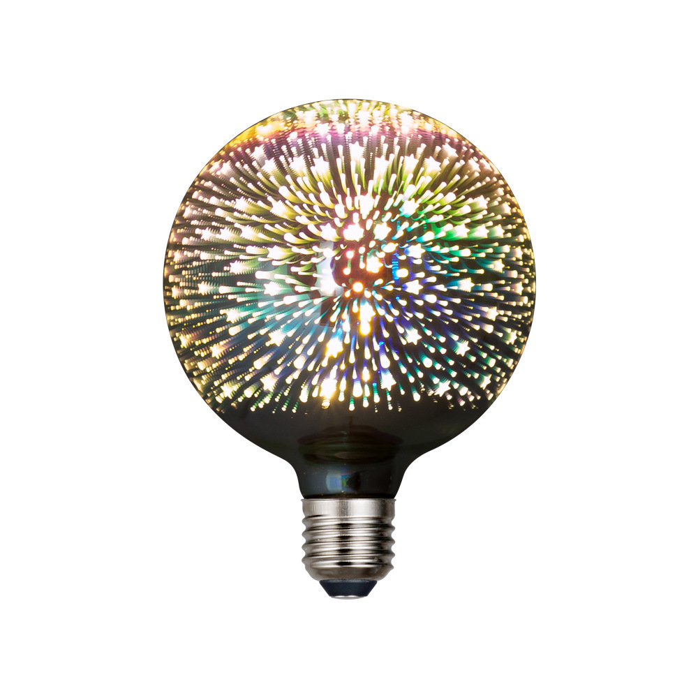 2024 Newest Design ST64 G95 A60 G125 RGB Automatic color change festiveness 3D fireworks light bulb for living room