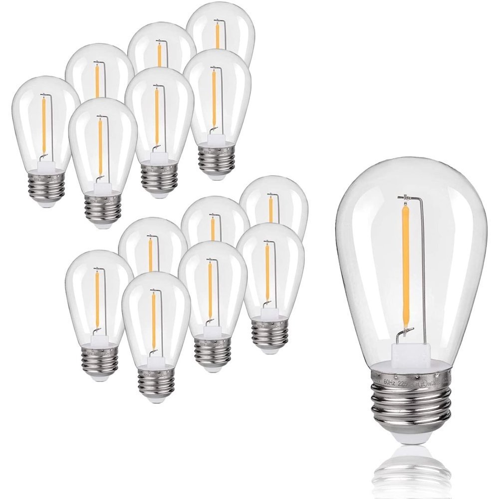 Hot Sale 220V E27 S14 1W Plastic shatterproof Led filament Bulb for outdoor string light