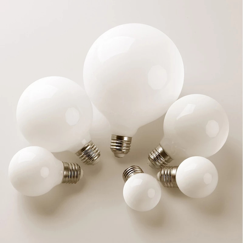 Milky White Bulb Lights E27 E26 Milky Glass Cover Globe LED Edison Bulb 220V  4W 6W 8W