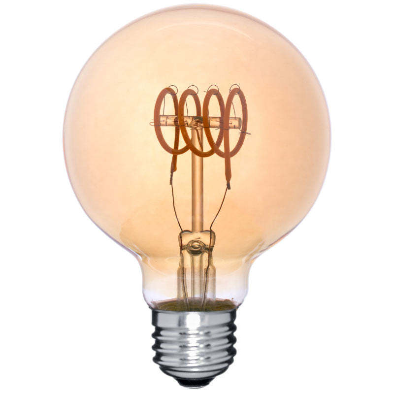 Amber G80 G95 G125 dimmable edison soft  filament bulb quad loop  vintage led bulb flicker free home decorative led bulb