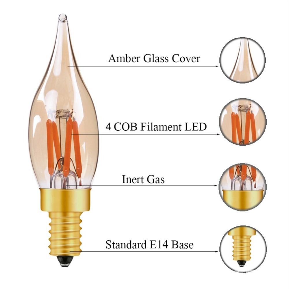 Mini bulb C22 C22T ac dc cct filament E10 E12 E14 dimmable led bulbs 1W 2W edison bulb