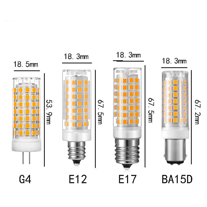 LED Corn bulb 110V E11 E12 52chips 5W ceramic E14 bulb G4 G8 G9 LED decorative interior lighting bulb E17 BA15D base