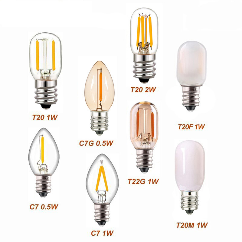 Edison led bulb filament E14 spiral decorative lamp C7 T20 T22 retro small bulb amber clear frosted dimmable  wholesale bulb