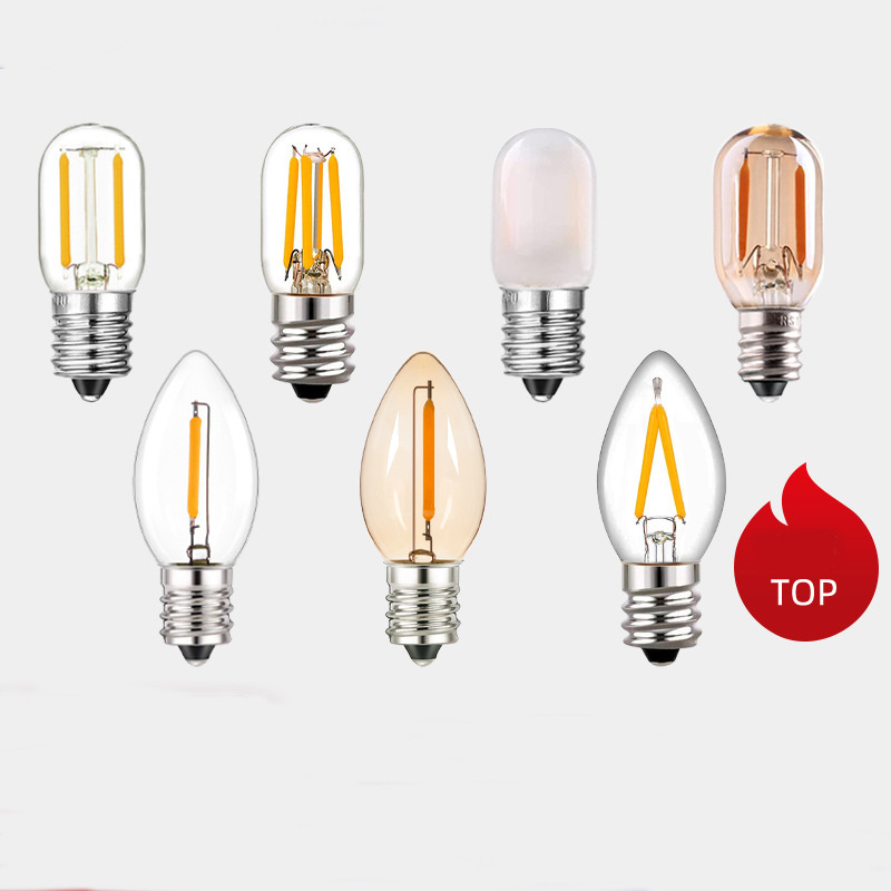 Edison led bulb filament E14 spiral decorative lamp C7 T20 T22 retro small bulb amber clear frosted dimmable  wholesale bulb