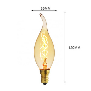 candle vintage edison filament bulb light thomas vintage light edison bulb clear amber C35L 40w