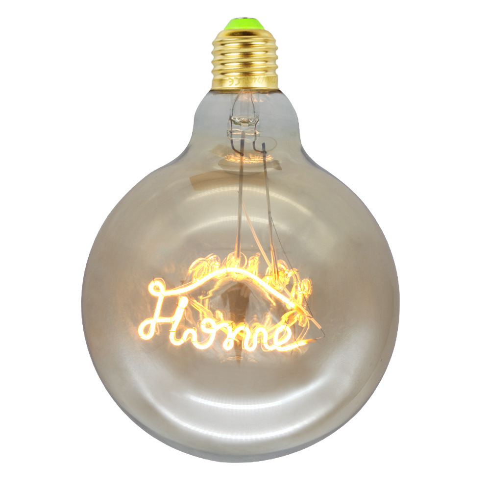 Led filament bulb English letter with base 4W Amber Clear letter Led bulb love arrow home Happy words Led decorated light bulb