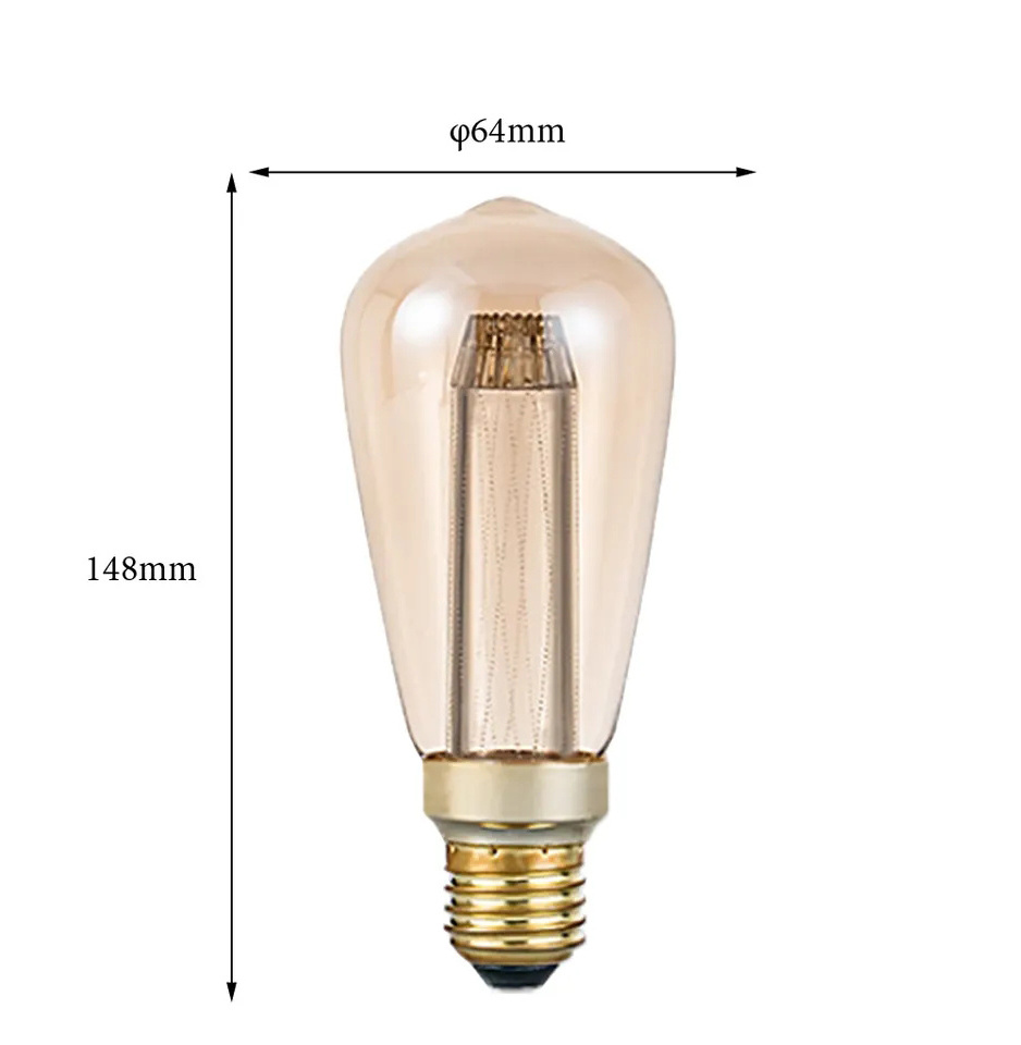 New Decorative Edison Light Bulb ST64 G80 G95 G125 Glass Guide Pipe LED Light Guide Column Bulb