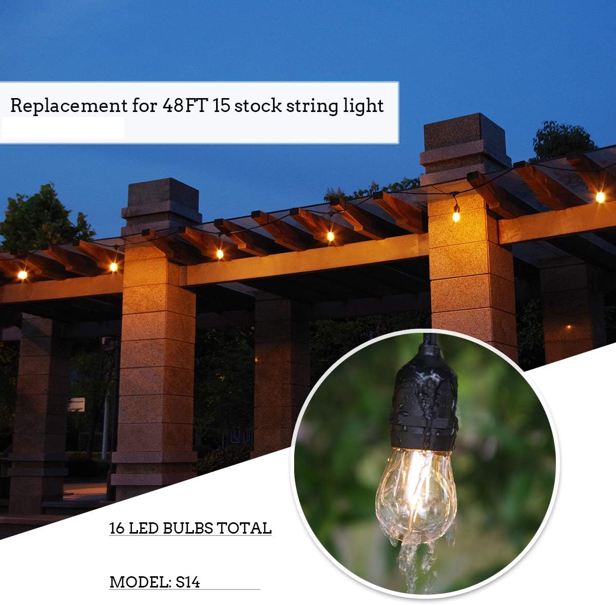 New design shatterproof 1W S14 Plastic Led filament bulb 12V 24V 120V 220V Outdoor String Light Replacement Led Lamp