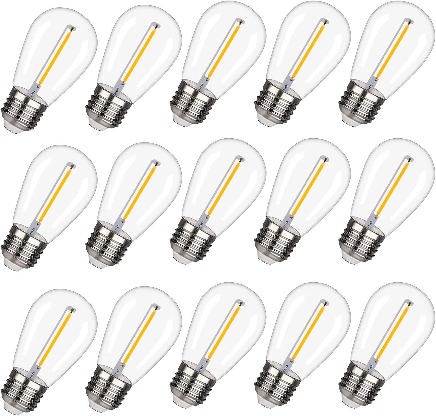 New design shatterproof 1W S14 Plastic Led filament bulb 12V 24V 120V 220V Outdoor String Light Replacement Led Lamp