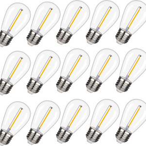 New design shatterproof 1W S14 Plastic Led filament bulb 12V 24V 120V 220V Outdoor String Light Replacement Led Lamp