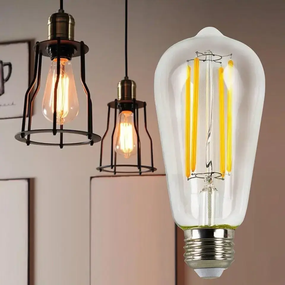 Latest New Design Warm White Long Filament Vintage Led Bulb, Bulk Sell High Lumens Led Long Filament Bulb ST64 For Living Room