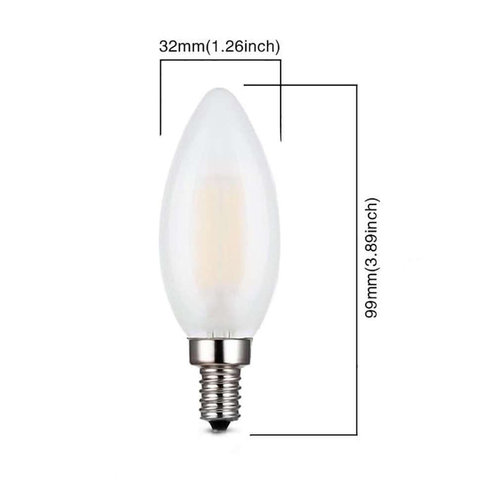 New design 220V Frosted Glass Cover Edison Chandelier Lamp E14 Warm white 2700K C35 Led Candle Light Bulb