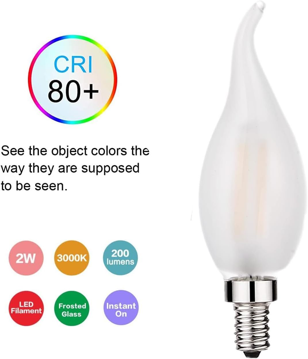 OEM ODM Edison Style E14 Candle Bulb 2W 4W 6W Dimmable Warm White C35L Frosted Led Bulb Flame Light for Chandelier