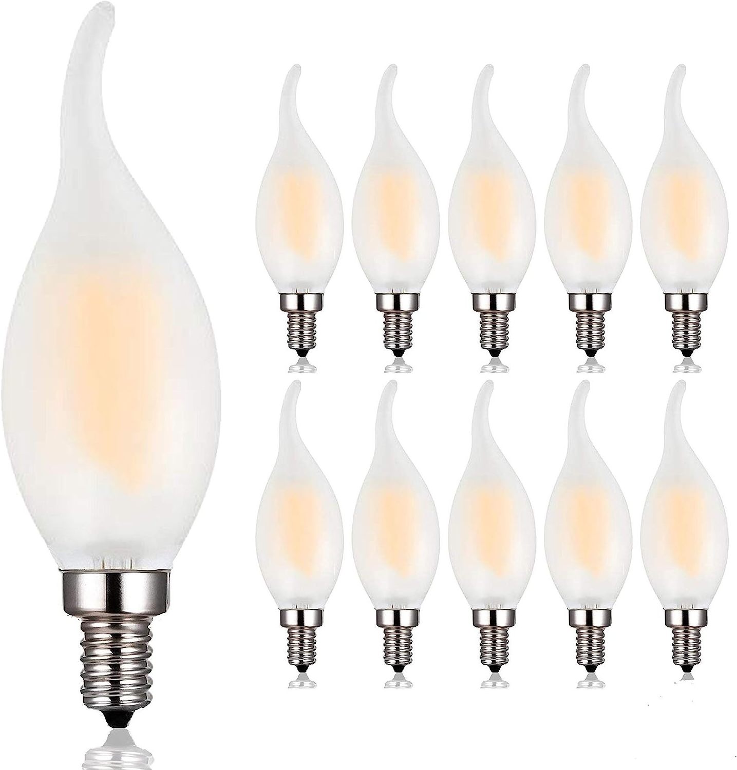 OEM ODM Edison Style E14 Candle Bulb 2W 4W 6W Dimmable Warm White C35L Frosted Led Bulb Flame Light for Chandelier