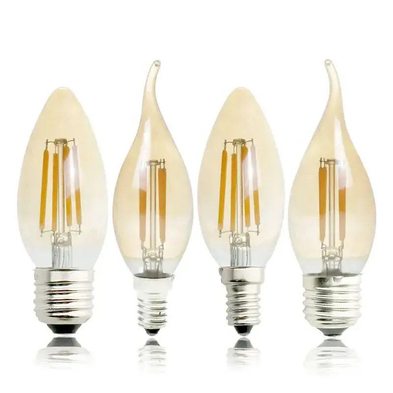 C35/C35L 4w 6W E14 E12  Base LED Vintage Edison Bulb Candelabra LED Filament Candle Bulb  Clear Warm White 2700K AC 120V 220V