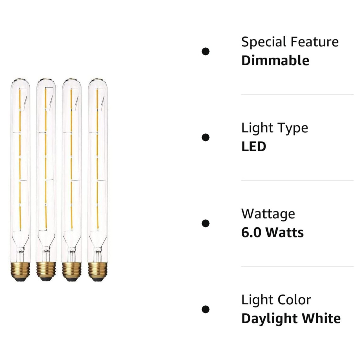 Dimmable Led Tubular Bulb Clear Amber 2700K Soft White T shaped Tube Edison Led Vintage Filament Bulb