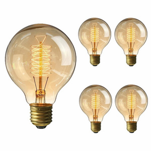 Hot Sale  G80 E27 Tungsten Filament Incandescent High Quality Glass Spiral Vintage Edison Bulb