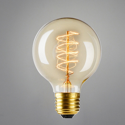 Hot Sale  G80 E27 Tungsten Filament Incandescent High Quality Glass Spiral Vintage Edison Bulb