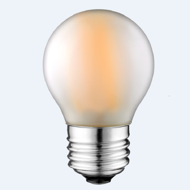 Wholesale G45 E26 E27 Frosted Round Glass lamp, Bulk Sell Dimmable Flicker Free Light Frosted Led filament Bulb