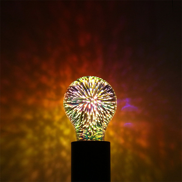 A19/A60 E27 E26 cold white warm Led decorative 3D fireworks light bulbs