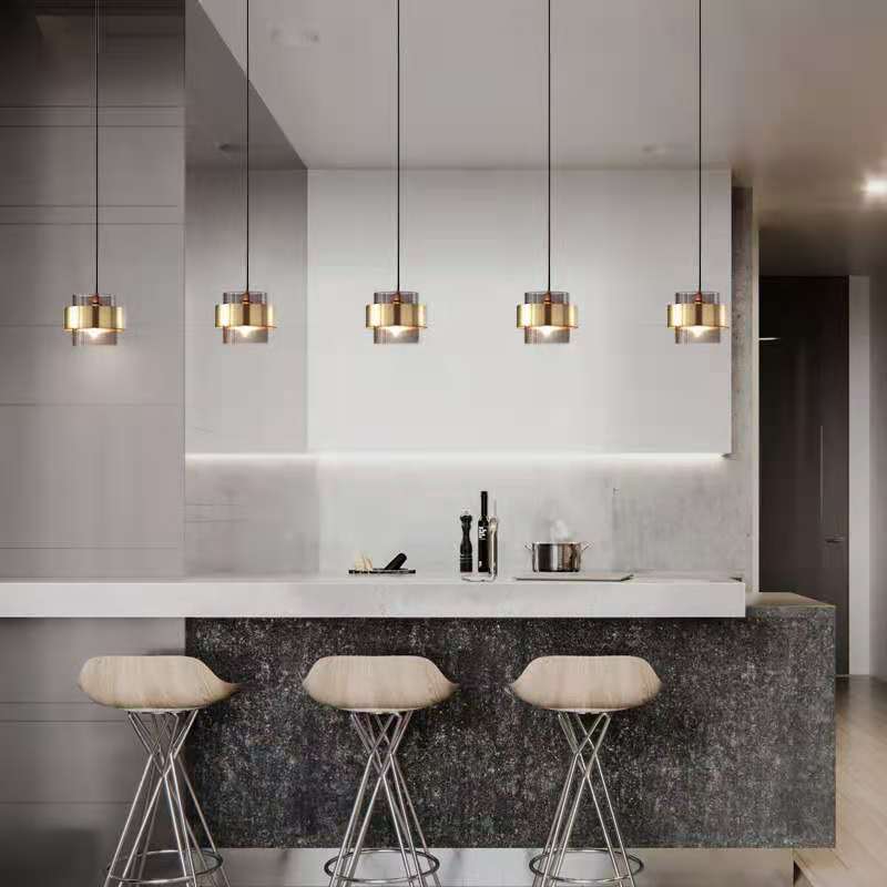 E27 hanging lights Smoky Grey Amber Glass Pendant Lighting Fixture For Decoration