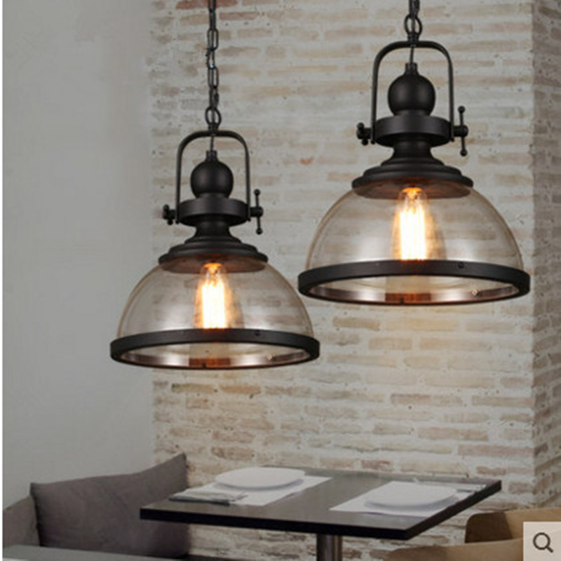 Retro Industrial Style Hotel Bar Living room Chandelier Iron Glass Vintage Pendant light