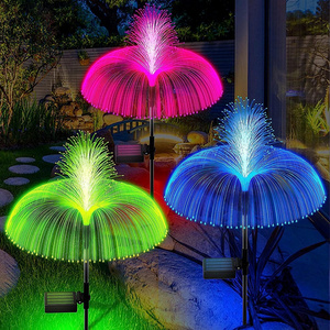 Hot new garden fiber optics solar lights led colorful fiber optic jellyfish floor lamp garden villa decorative lamp