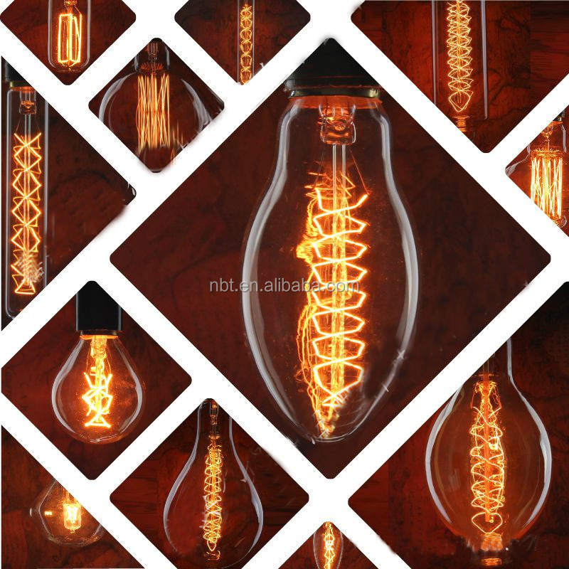 Hot sales A19/G95/ST64/T30/T45 Antique Vintage Edison Carbon Filament Light Bulb 25W 40W 60W 220V for home decor