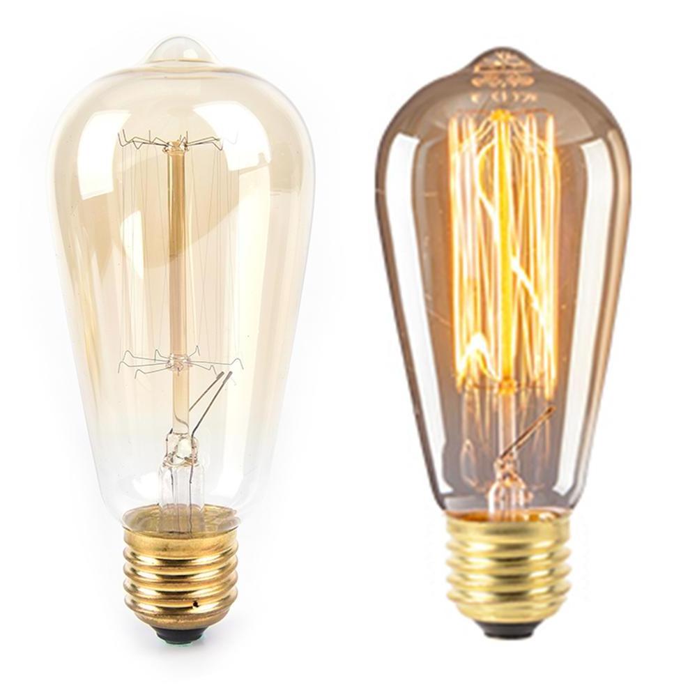 Vintage edison light bulb ST64 ST58 Dimmable 40w 60w warm light squirrel cage clear glass E26 E27 Base 220V 110V