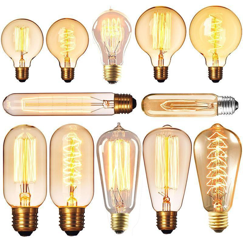 G80,G95,ST64,T10,T185,T225,T300,T45,A19 ,ST58 Vintage Edison Bulb Light E27 G125 40W Retro Globe Lamp Incandescent Bulb