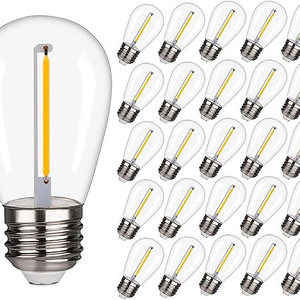 Best seller warm white plastic edison bulb, OEM waterproof patio solar outdoor led string lights S14 1W E26 E27