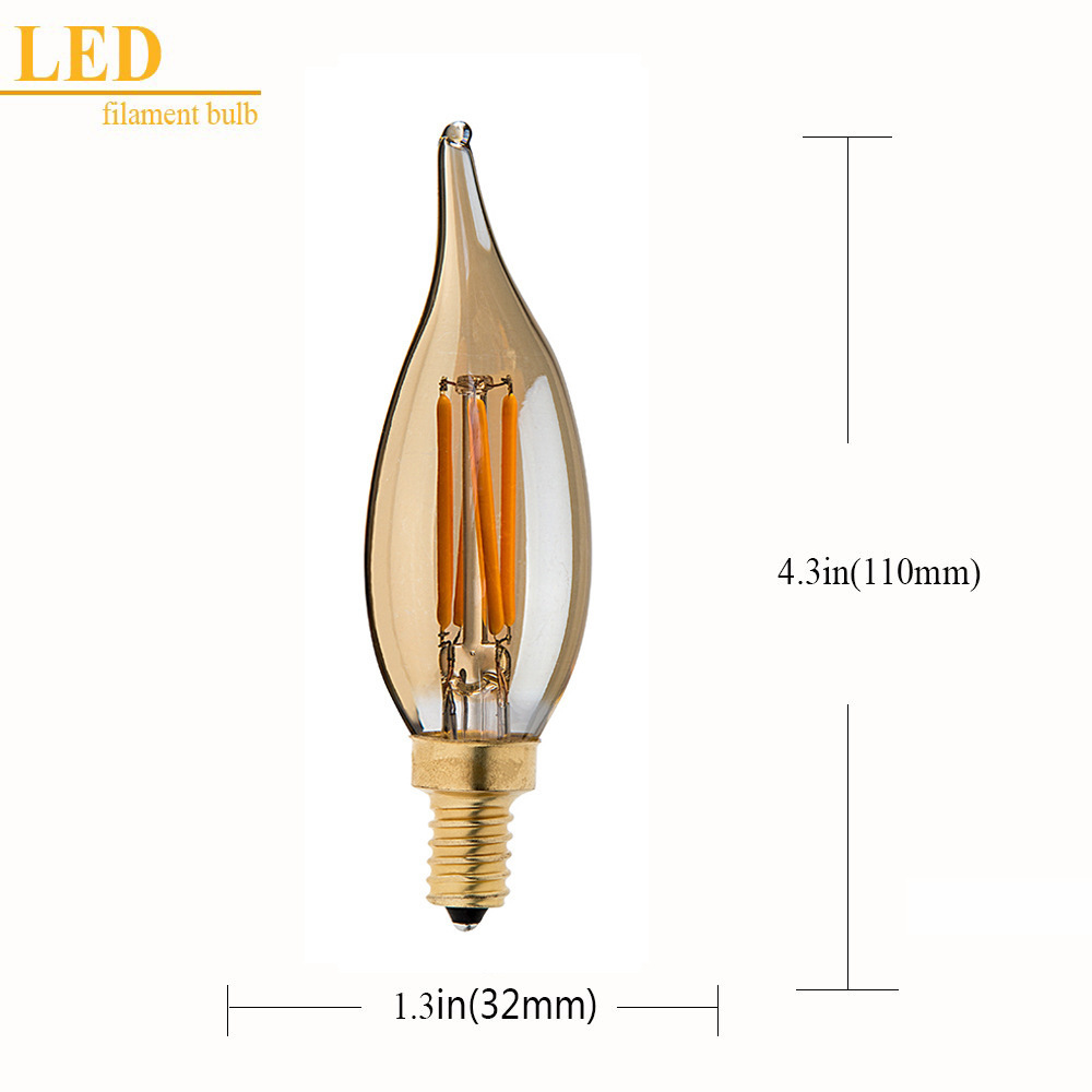 New product C32  E10/E11/E12/E14/E17 LED Candle Bulb 360 degree led filament candle bulb led lighting amber replacement bulbs